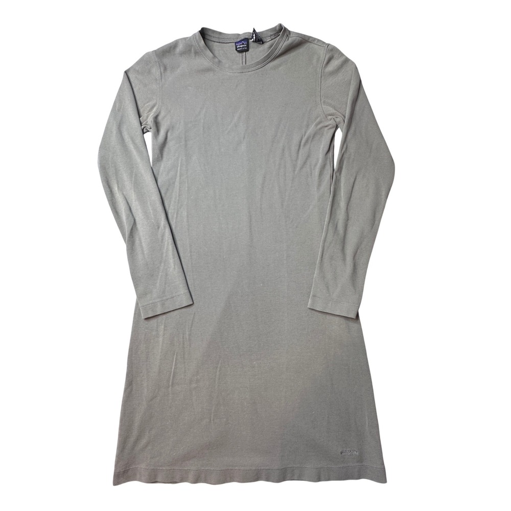 Patagonia Long Sleeve Mini Dress in Light Olive Gray